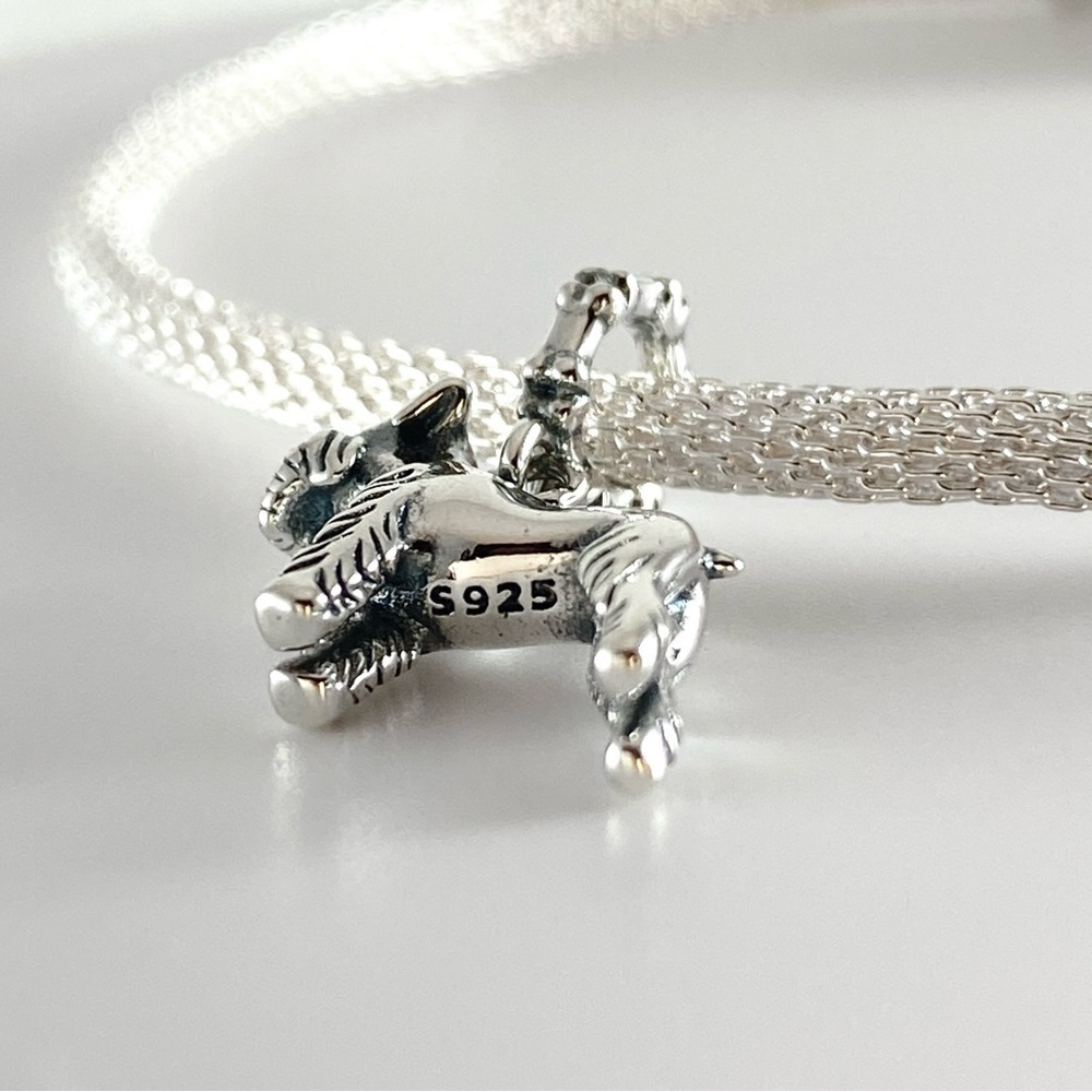 Sterling Silver Schnauzer Puppy Dog Dangle Charm - Picture 3 of 12